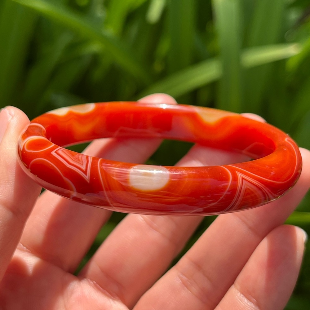 59mm inner diameter banded red carnelian bangle 0103